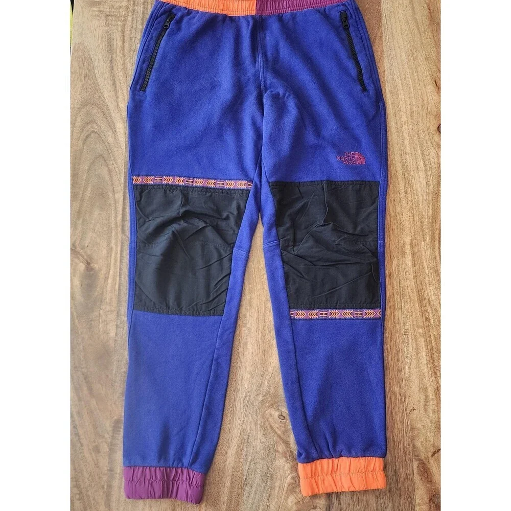 The North Face Rage Pants Mens Medium Blue Fleece Joggers Hiking Colorblock